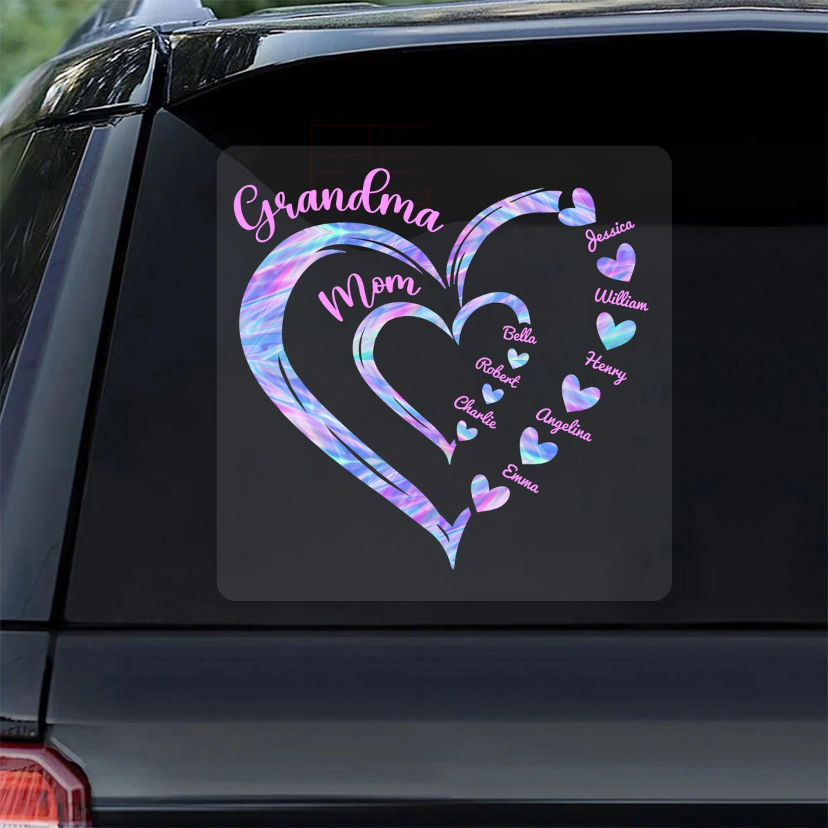 Grandma Mom Heart In Heart Decor Gift Personalized Decal