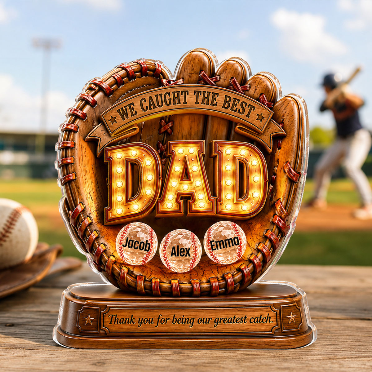 Great Baseball Dad - Personalized Acrylic Block Plaque - Father's Day Gift for Dad, Husband