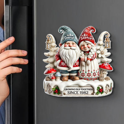 3D Effect Gnome Couple Together Personalized Acrylic Fridge Magnet, 2025 Heartfelt  Gift, Anniversary Gift For Couple, For Him, For Her, Husband, Wife