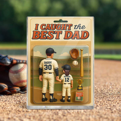 We Caught the Best Dad, Grandpa Baseball Custom Figure Personalized Acrylic Block Plaque