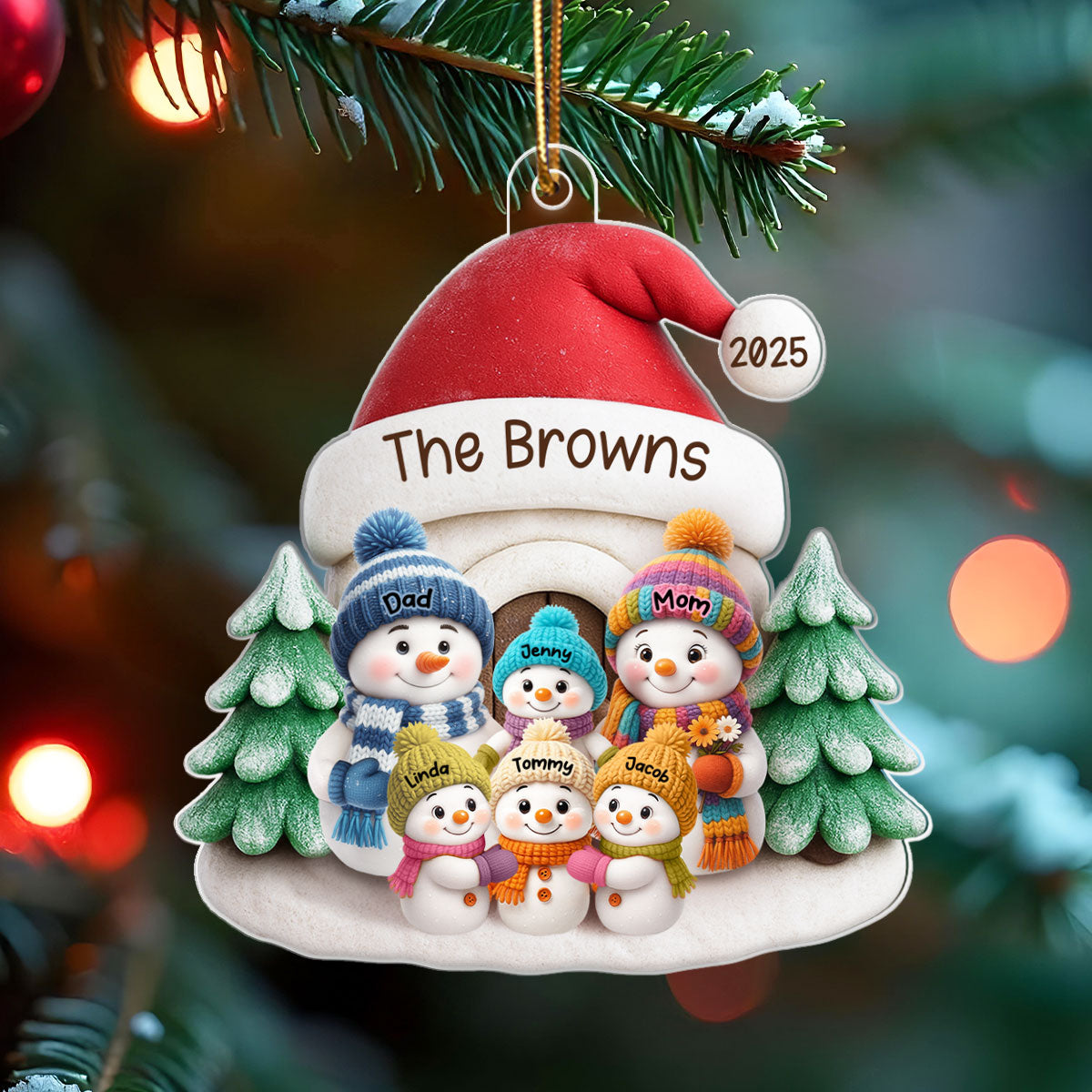 Snow House Family - Personalized Acrylic Ornament - Festive Christmas Decor, Thoughtful Gift for Loved Ones