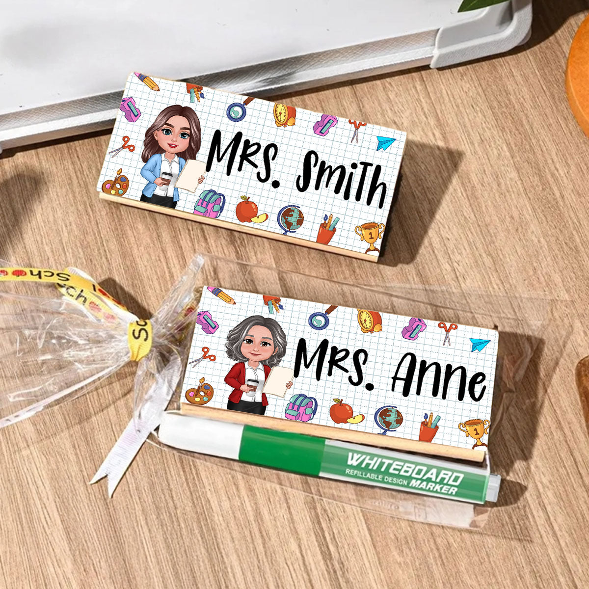 Teacher School Things Personalized Chalkboard/Whiteboard Eraser with Marker, Teacher Appreciation Gift, Back To School Gift
