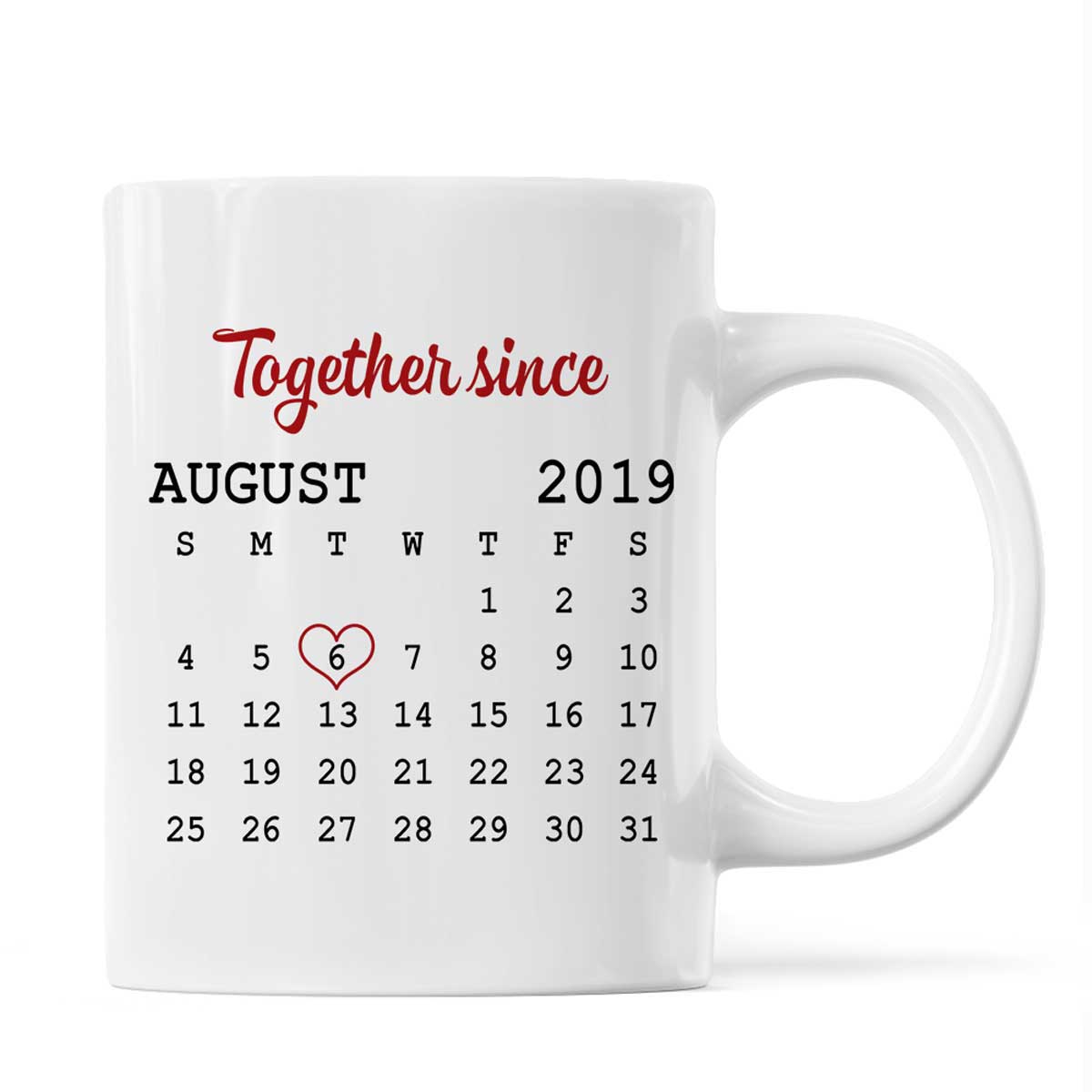 Be Mine Doll Couple Kissing Calendar Personalized Mug - Gift For Him Gift For Her