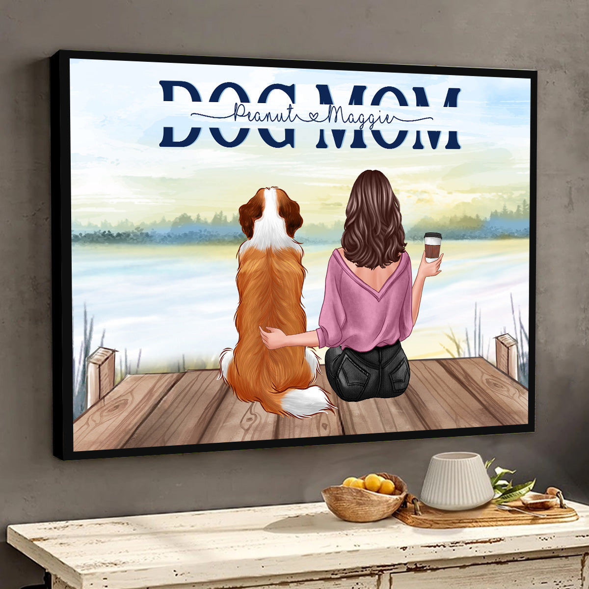 Dog Mom Text Cut Through Personalized Poster