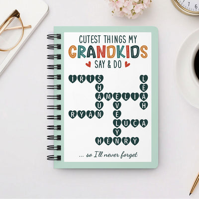 Cutest Things My Grandkids Say & Do Crossword Puzzle Personalized Spiral Notebook Journal, Memory Book