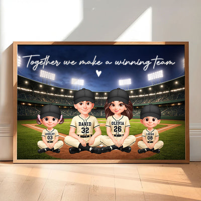 Together We Make A Winning Team Baseball Family - Personalized Poster - Heartfelt Gift For Dad, Gift For Family