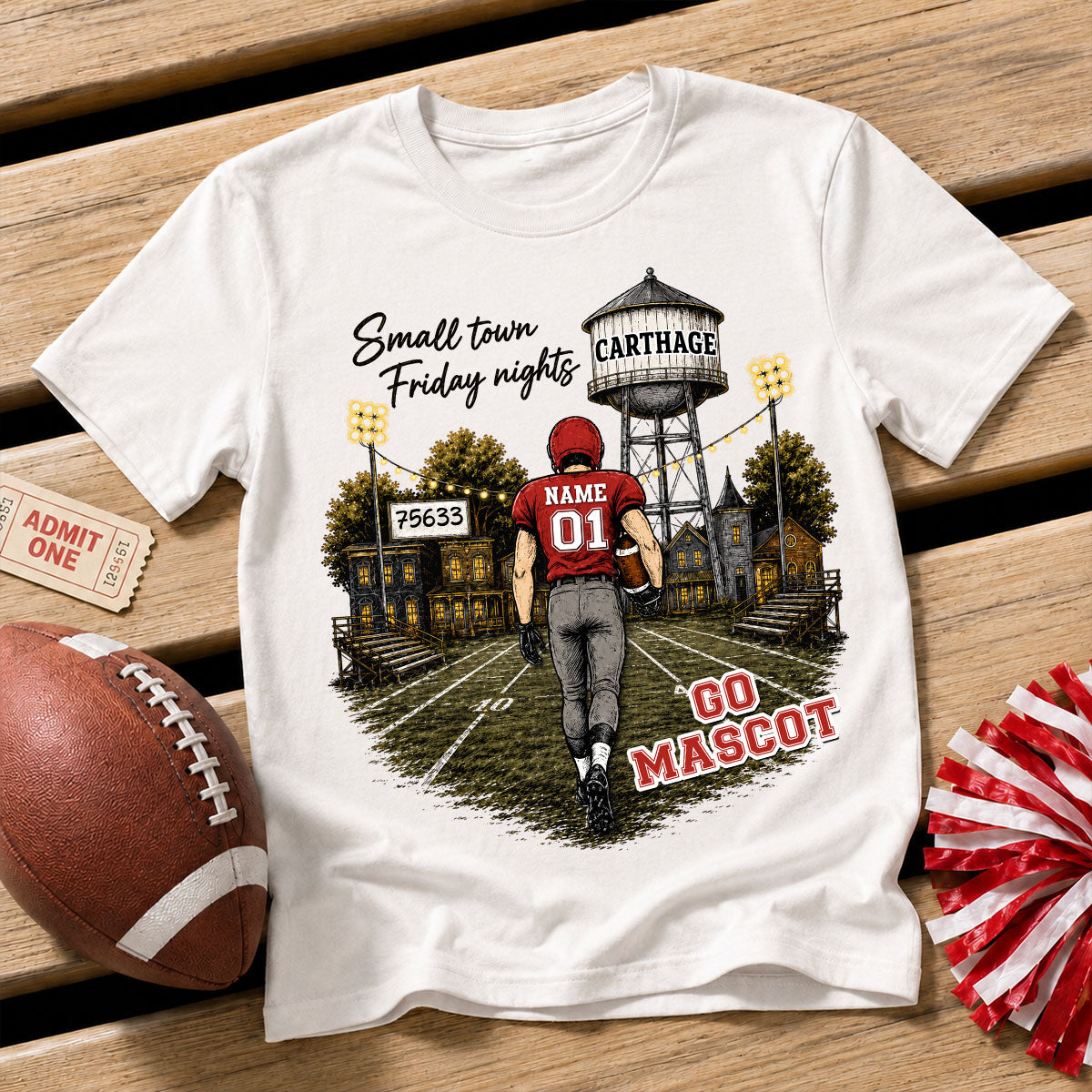 Custom Town Name & Zip Code - Personalized Shirt - Game Day Shirt for Football Mom, Football Mama