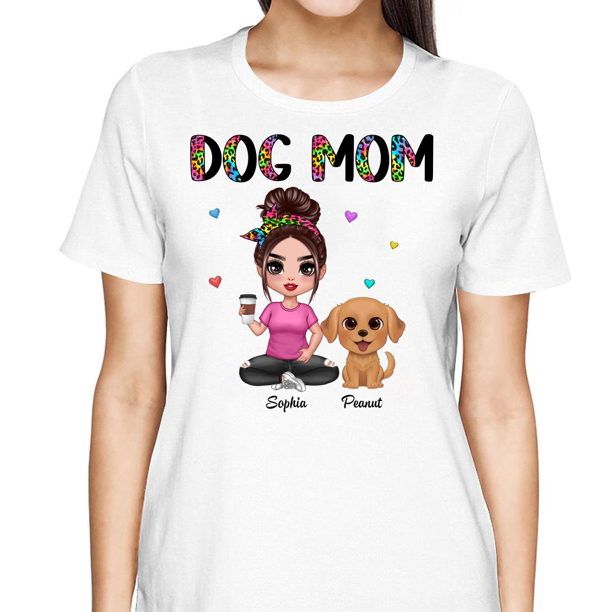 Half Leopard Doll Dog Mom Watercolor Cute Dogs Personalized Shirt