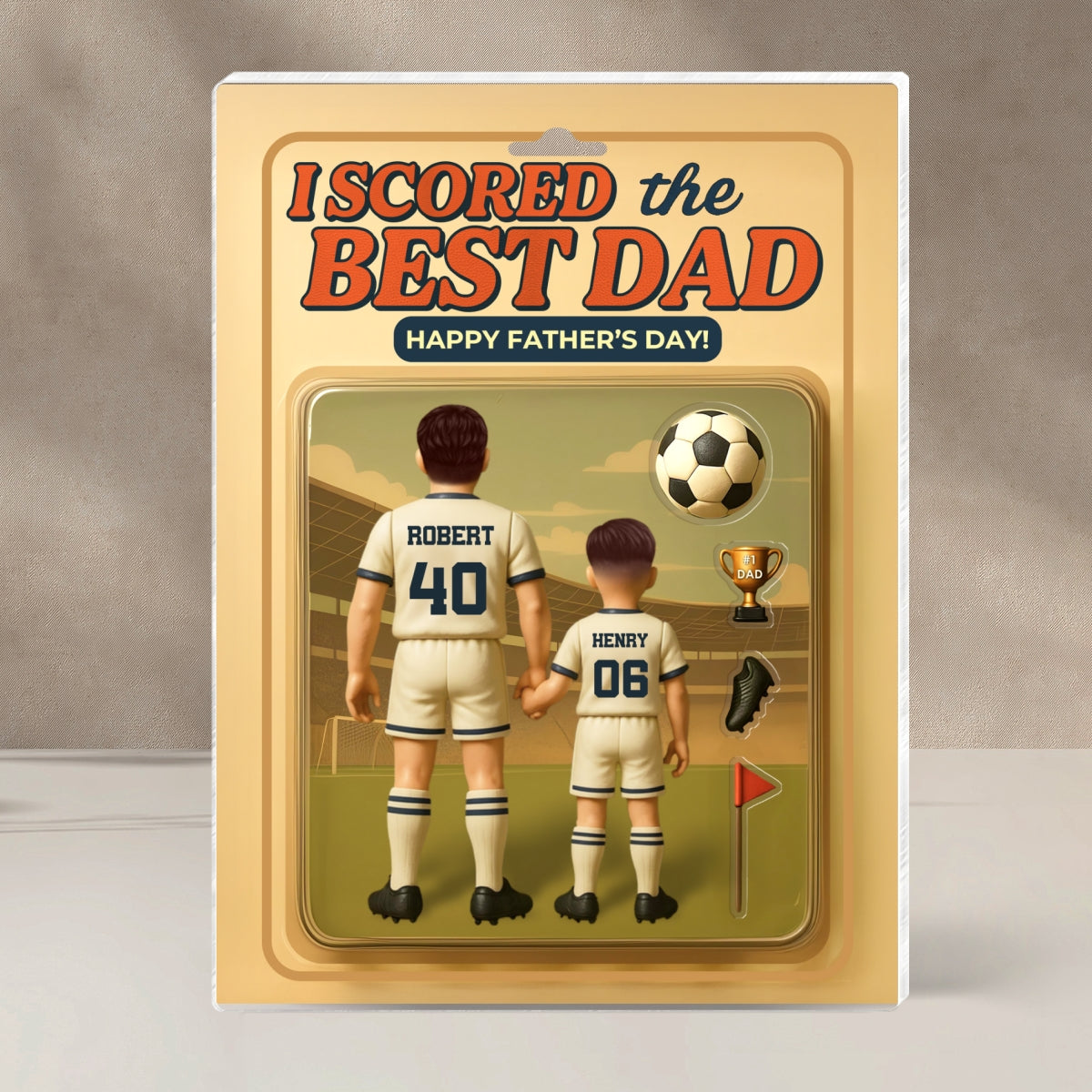 I Scored The Best Dad Soccer Custom Figure Personalized Acrylic Block Plaque, Father's Day Gift for Dad, Gift for Husband