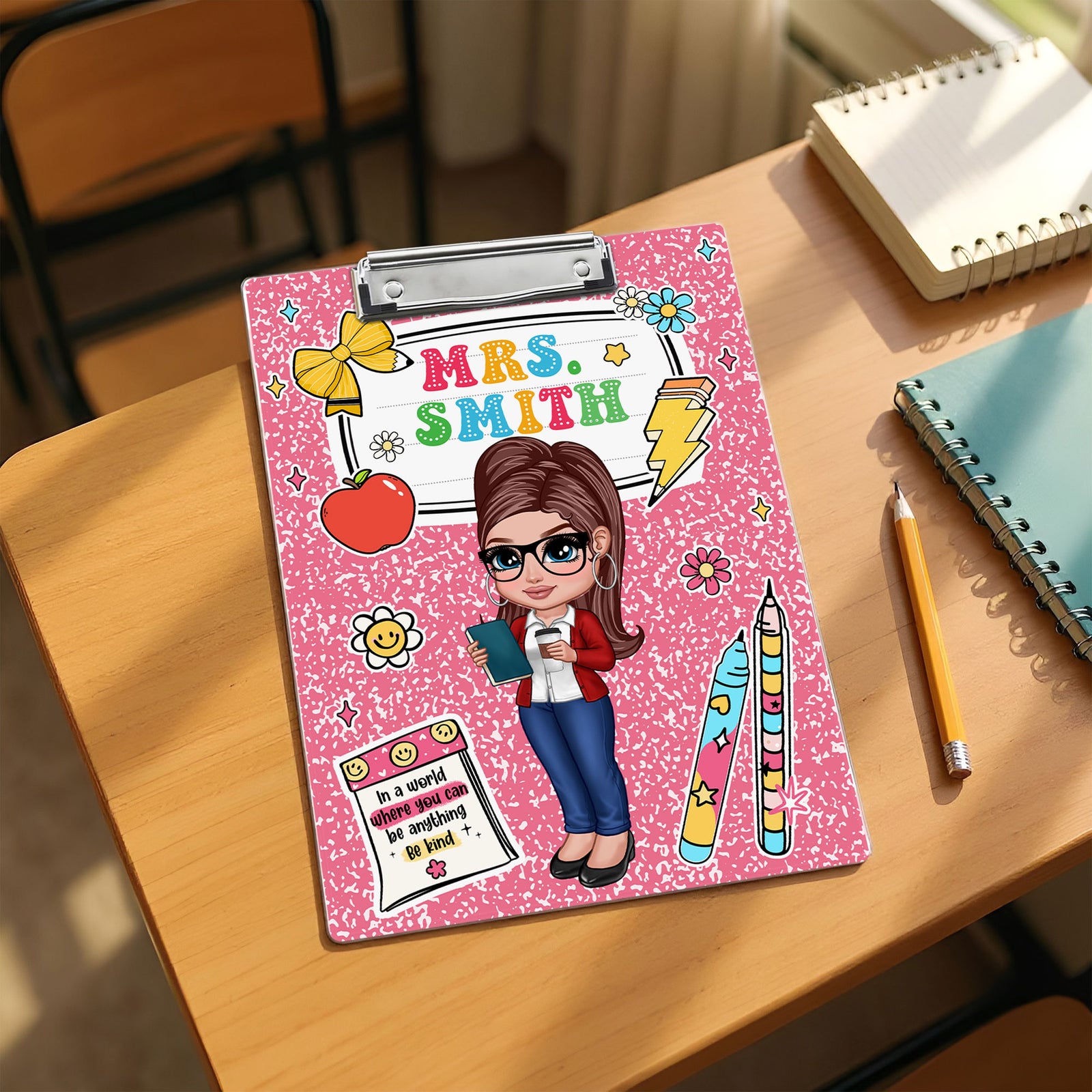 Custom Teacher Clipboard Composition Book With Name, Personalized Teacher Gifts, Teacher Appreciation, Back To School Gift