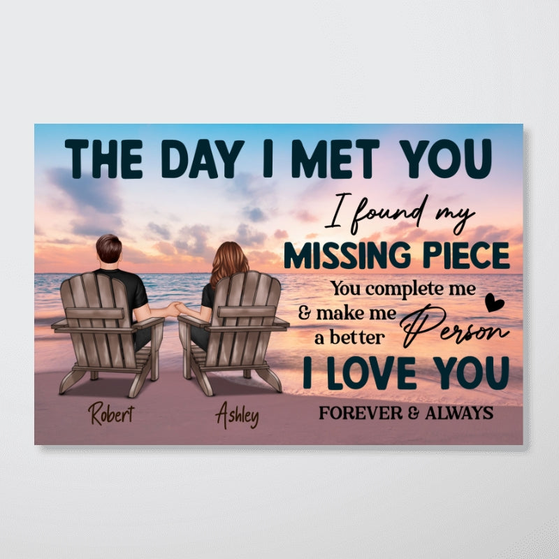 Couple Beach Landscape The Day I Met You Personalized Poster, Gift For Him, For Her