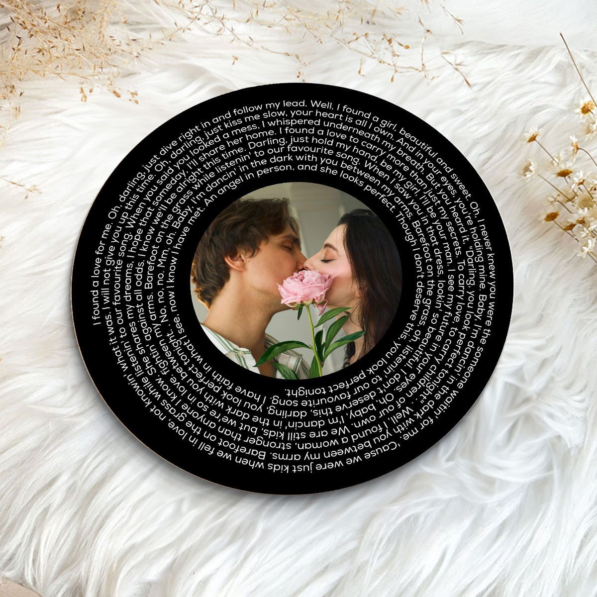 Upload Photo Black White Vinyl Record Personalized 2-Layer Wooden Plaque, Birthday Anniversary  Gift For Couple, For Bestie