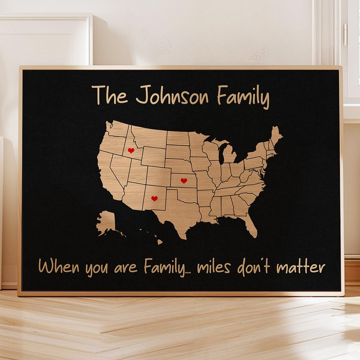Family Close At Heart State Map Personalized Poster