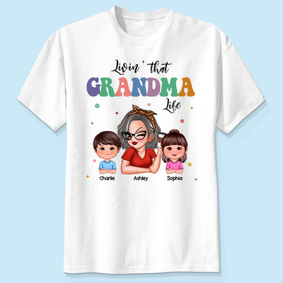 Livin' That Grandma Life Grandma Grandkids Colorful Stylish Graphic, Personalized Shirt, Gift For Grandma