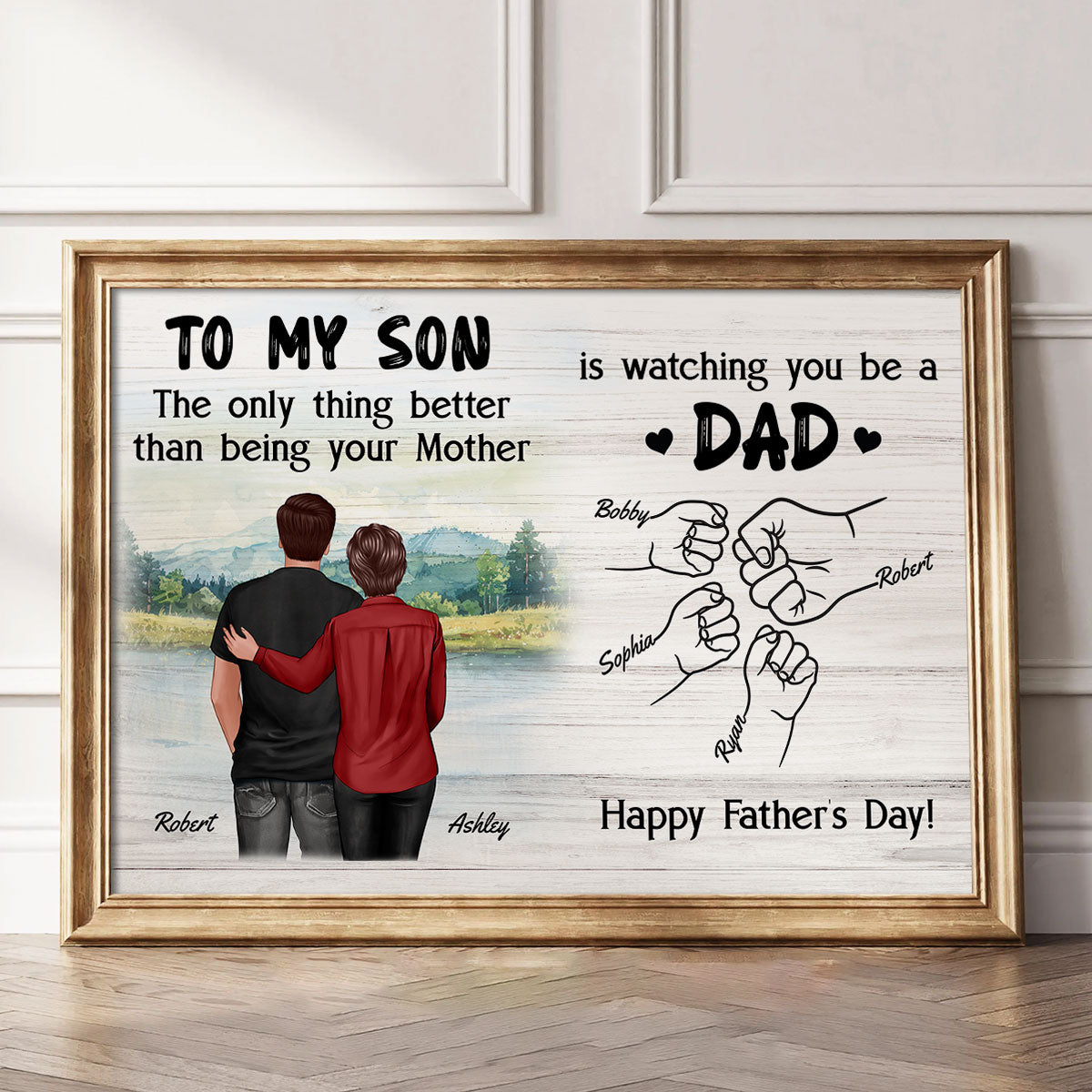 From Mom Dad To Son Watching You Be A Dad Blue Theme Personalized Poster, Gift For Son