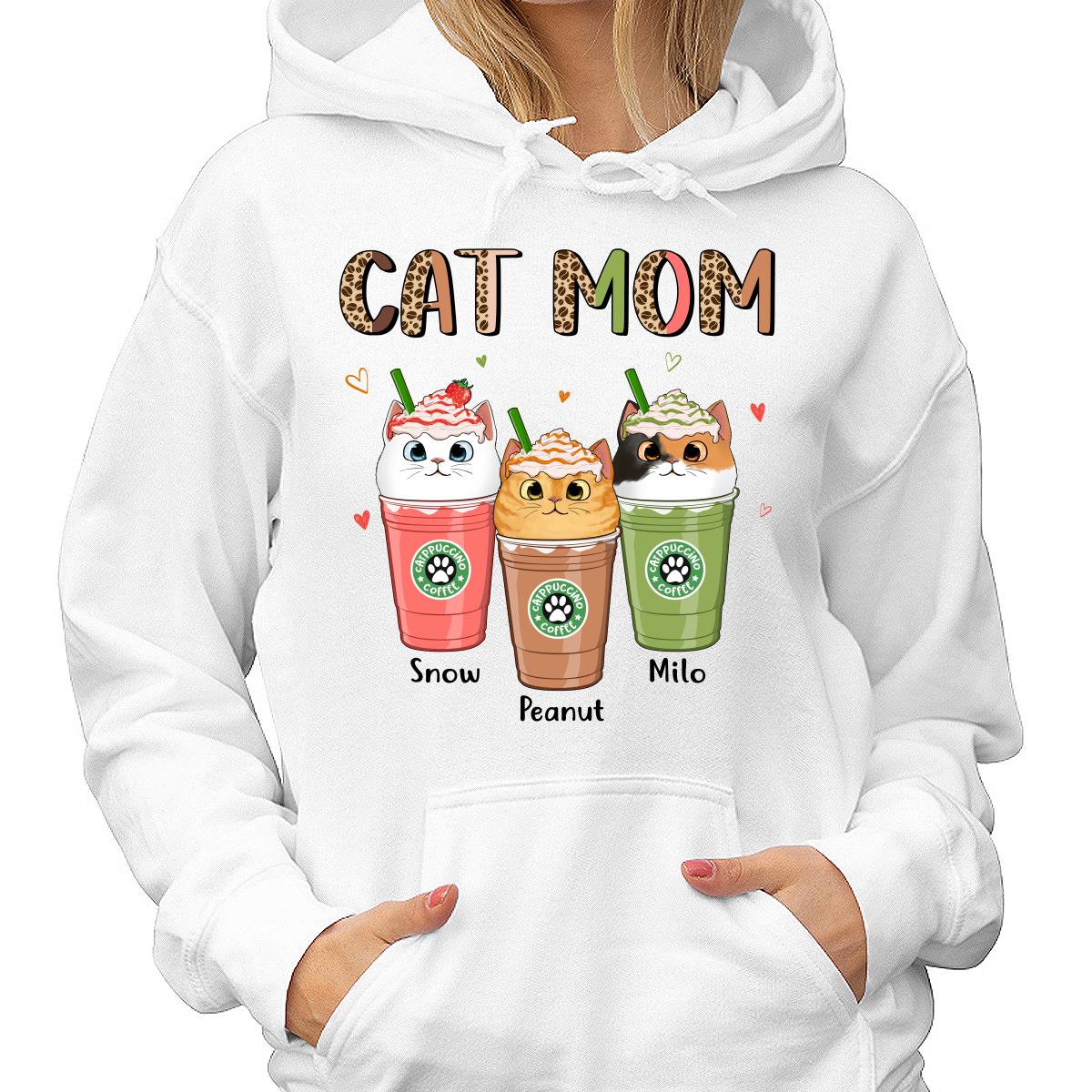 Colorful Half Leopard Cat Mom Catpuccino Coffee Personalized Shirt