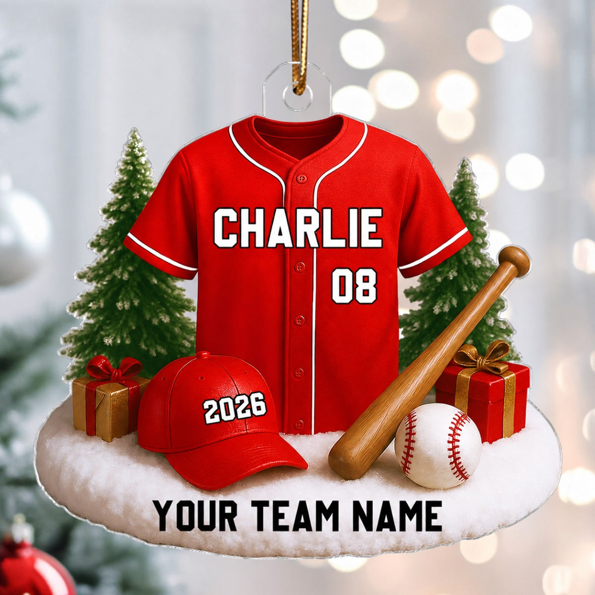 3D Effect Baseball Player Uniform - Personalized Acrylic Ornament - Gift For Baseball Players, Baseball Team