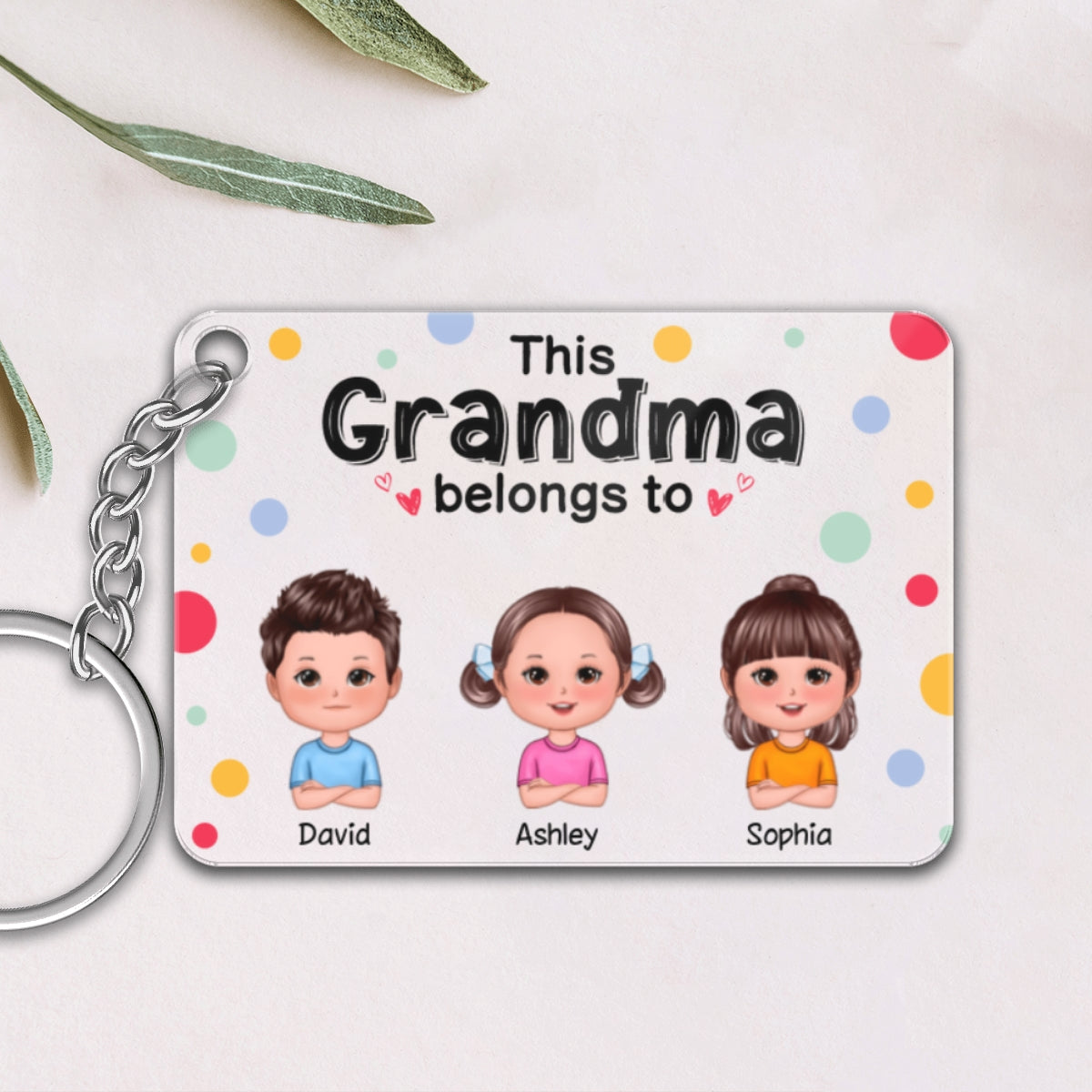 This Mom Grandma Belongs To Cute Doll Kids Personalized Acrylic Keychain, Gift For Birthday, Anniversary
