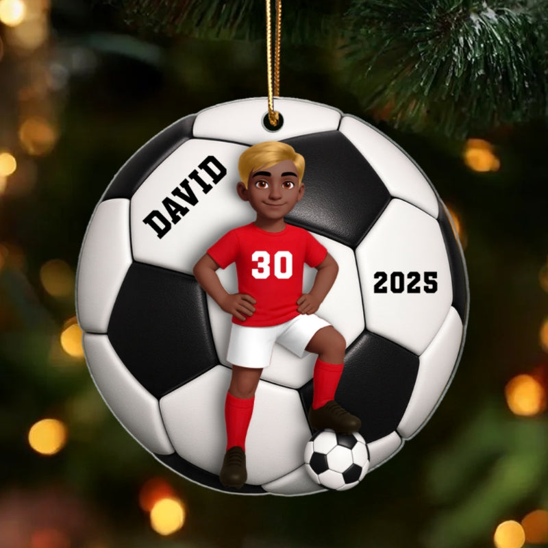 Soccer Girl Boy 3D Effect - Personalized Acrylic Ornament