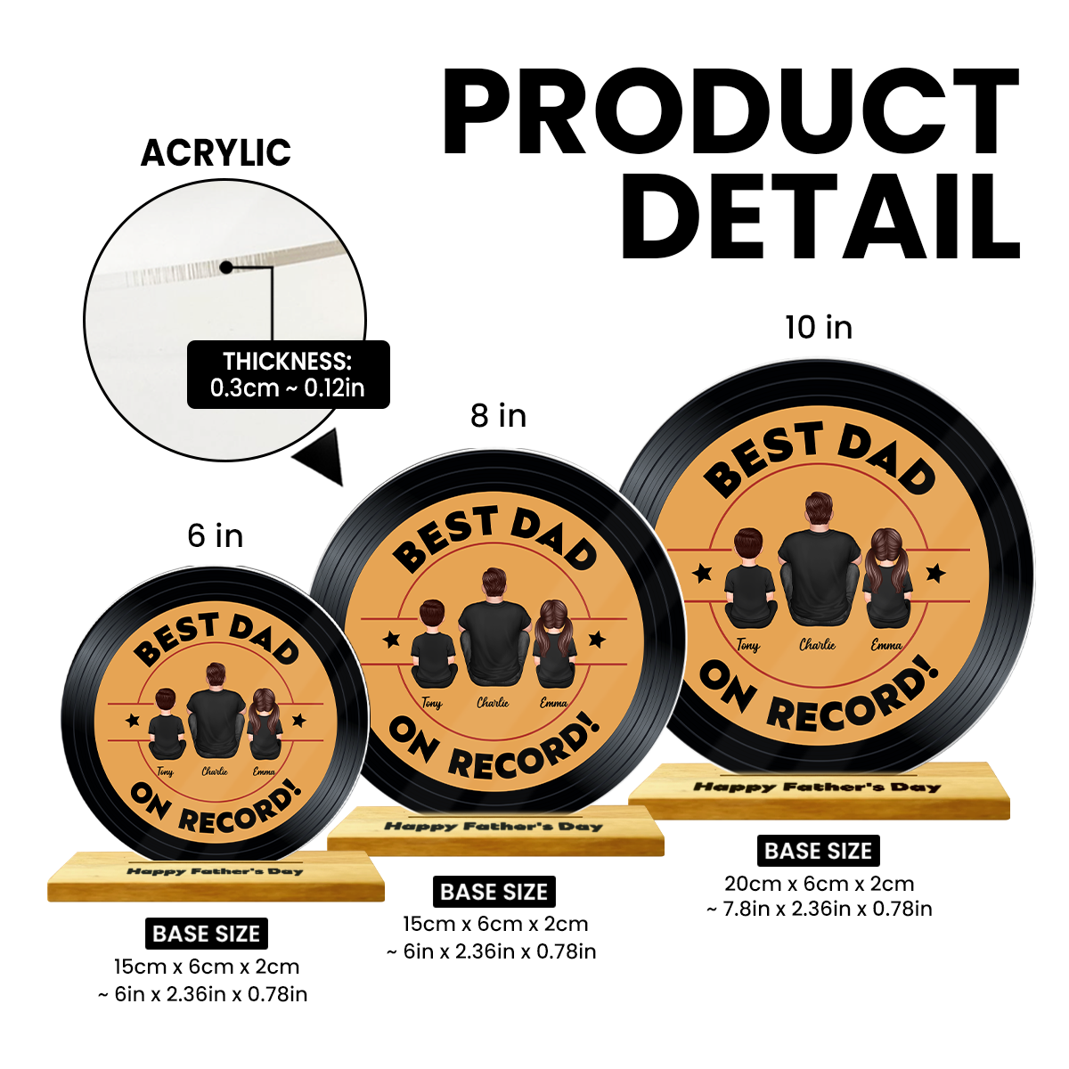 Best Dad Grandpa On Record Personalized Acrylic Record Plaque| Coolest Father's Day Gift For Dad, Grandpa