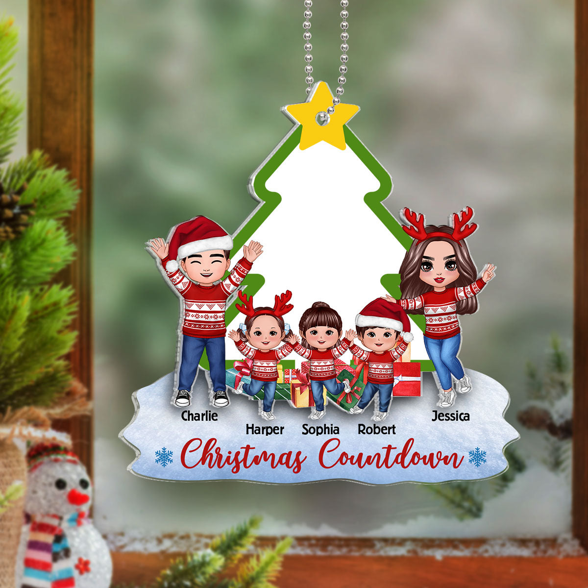 Family Countdown To Christmas Personalized 2-Layer Acrylic Ornament