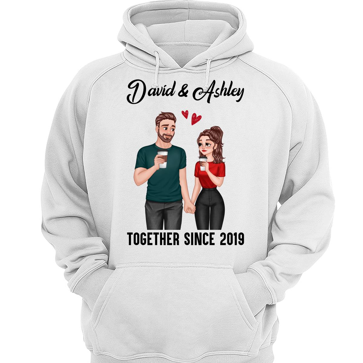 Cartoon Couple Hand In Hand Together Since Personalized Shirt
