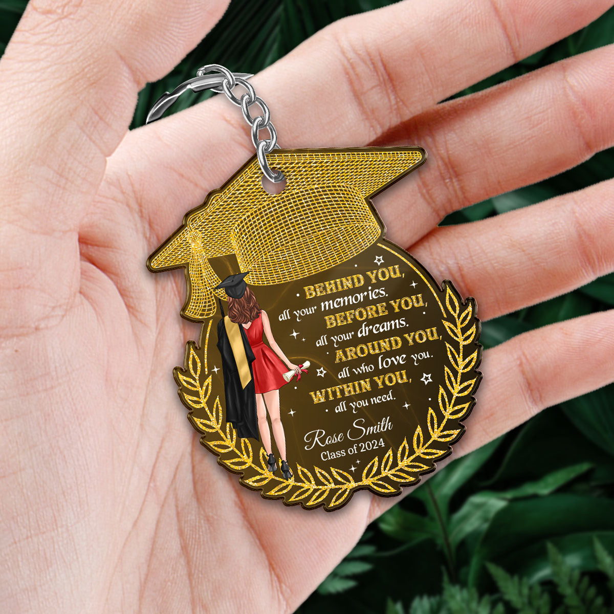 Behind You All Your Memories Graduation Gift Personalized Acrylic Keychain