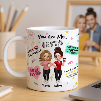You Are My Bestie Partner in Crime Fave Person Colorful Pretty Best Friends Personalized Mug