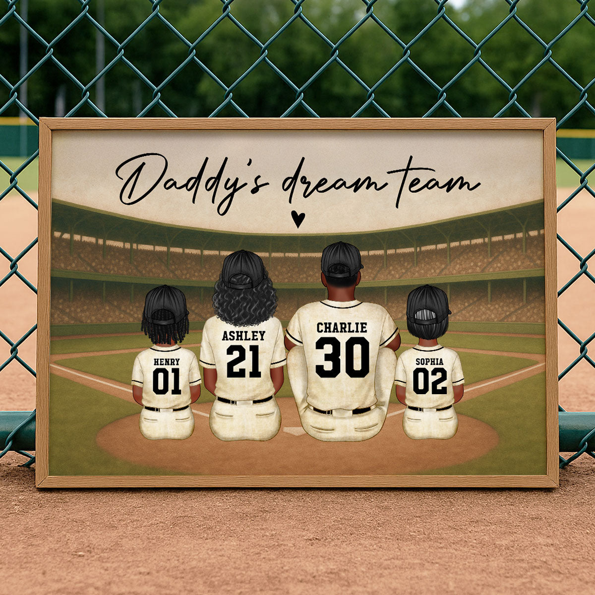 Retro Vintage Style Baseball Daddy's Dream Team Personalized Poster, Heartfelt Father's Day Gift For Dad, Husband
