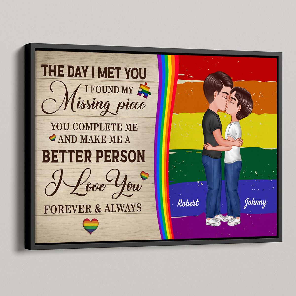 Rainbow Love Statement Personalized LGBT Couple Poster