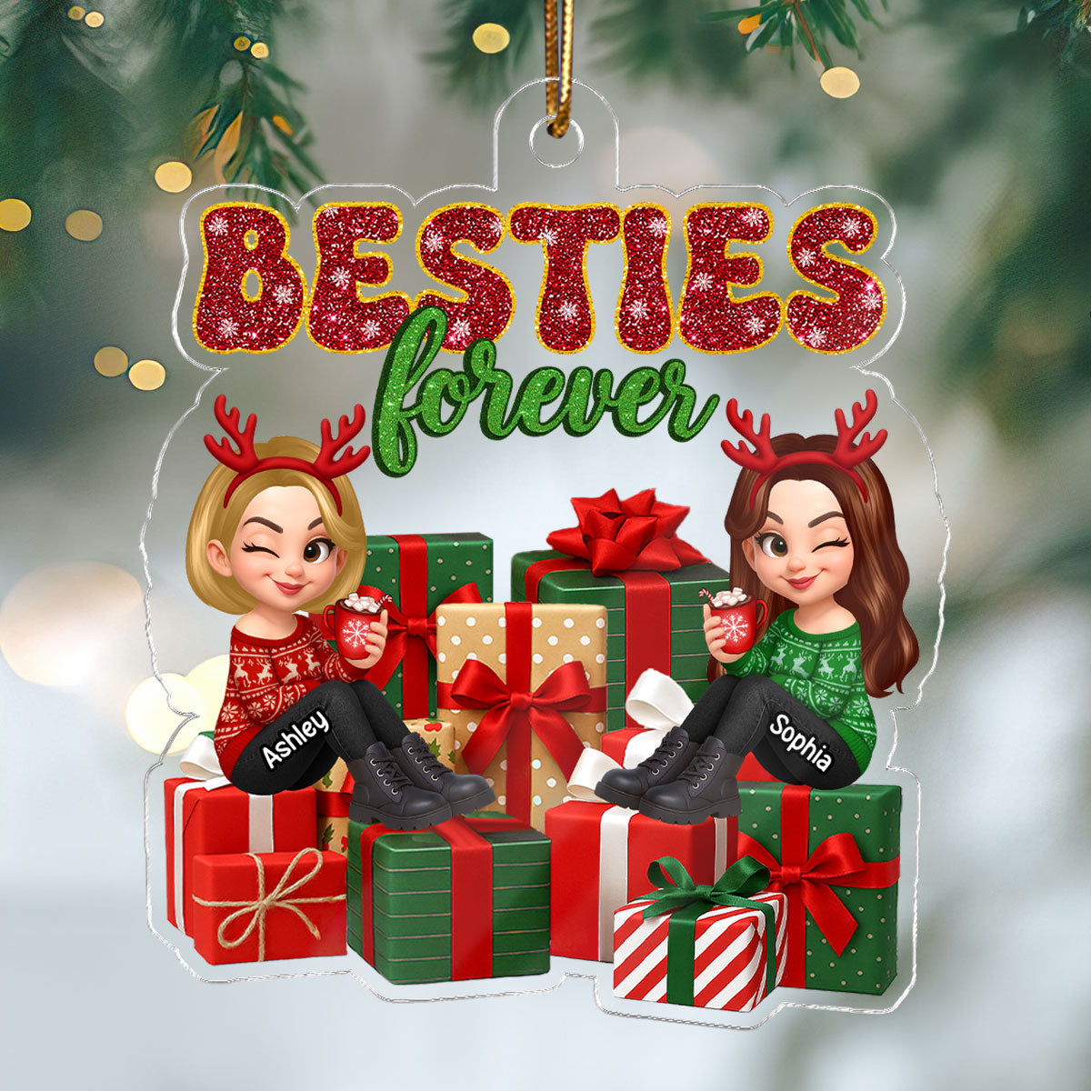 There's No Greater Gift Than Friendship Christmas - Personalized Acrylic Ornament - Gift For Besties