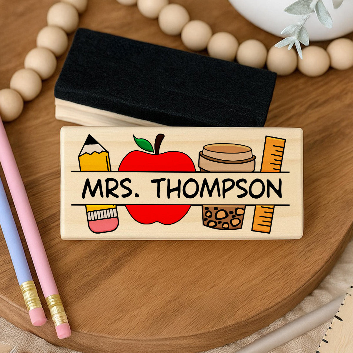 Personalized Teacher Whiteboard Eraser, Custom Teacher Appreciation Gifts, Chalkboard Eraser with Marker, Preschool Teacher Name gifts