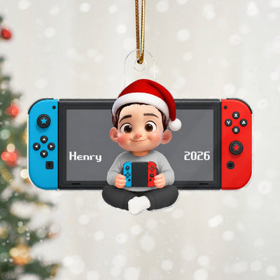 Personalized Gamer 3D Effect Ornament for Boys, Christmas Gift for Kids, Teenagers