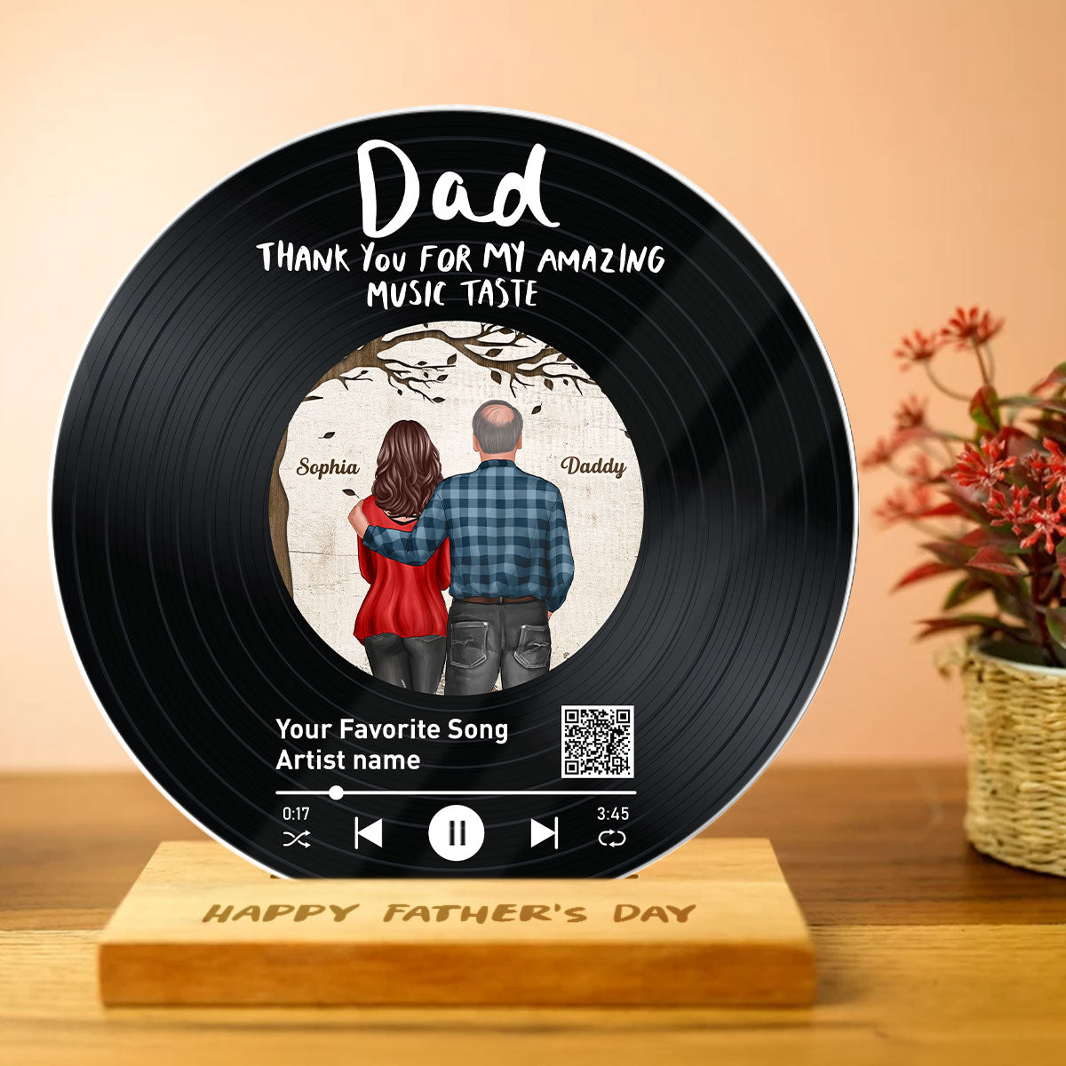 Dad Thank You For My Amazing Music Taste Favorite Song Scannable QR Code Personalized Acrylic Record Plaque