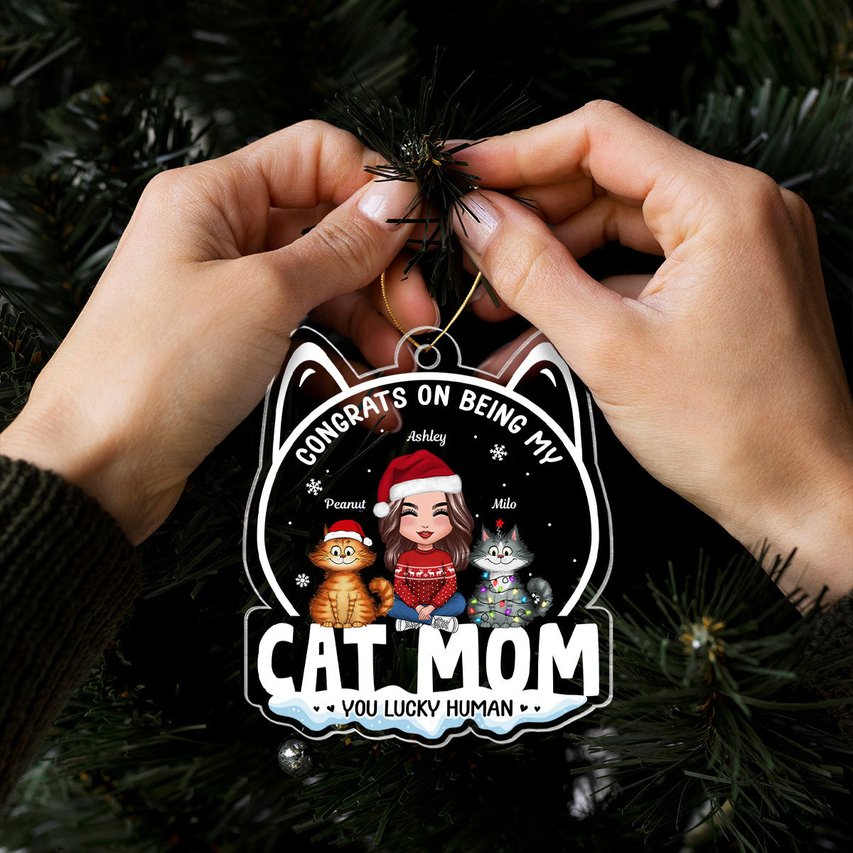 Congrats On Being My Cat Mom Funny Cat Acrylic Ornament, Christmas Personalized Ornament For Cat Lovers, For Cat Moms