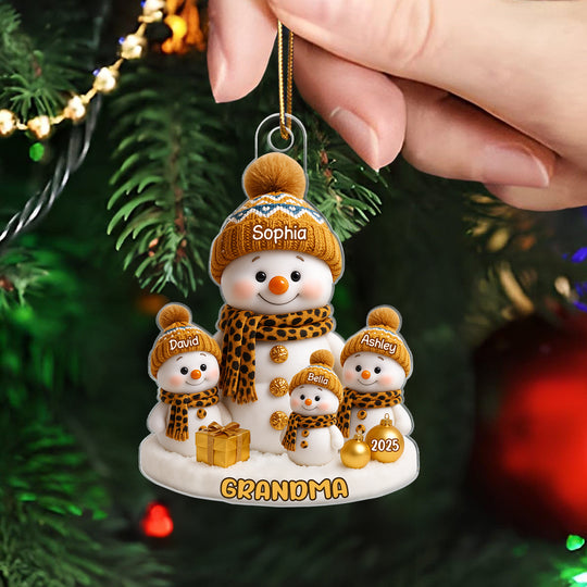 Grandma's Little Snowman Personalized Acrylic Ornament, Christmas Gift for Grandma