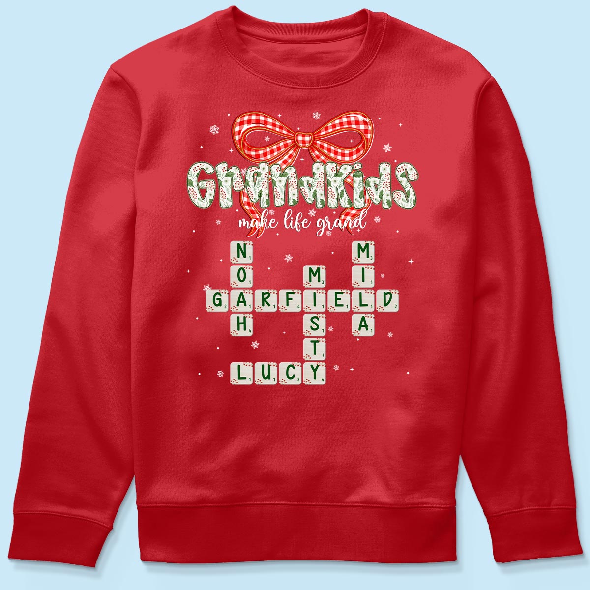 Grandkids Make Life Grand Coquette Floral Pattern Crossword Puzzle Art - Personalized Shirt
