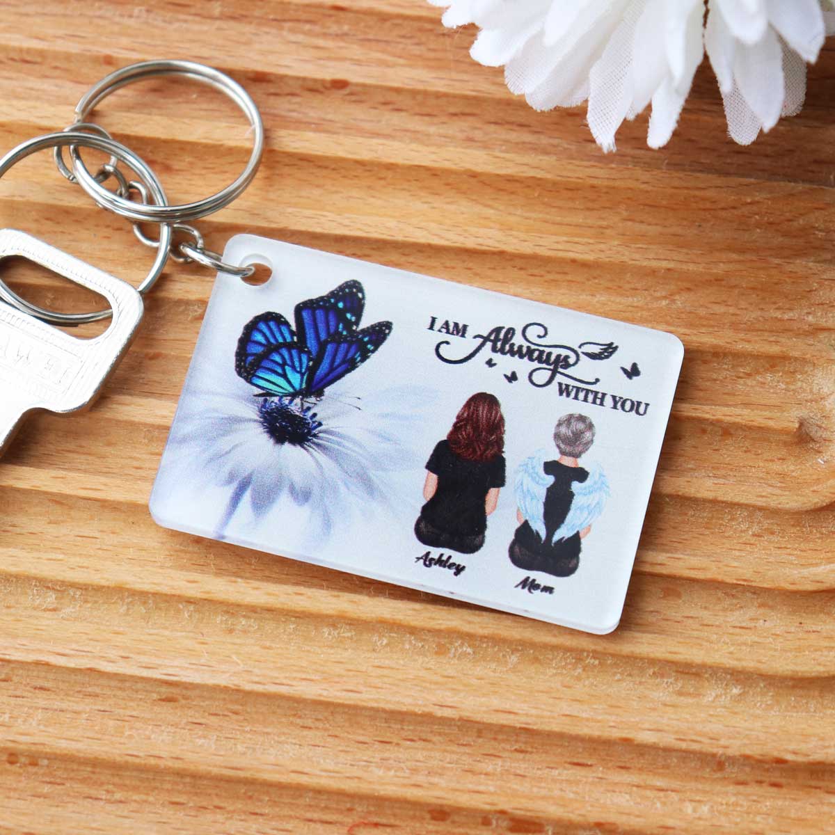 Butterfly I Am Always With You Memorial Sympathy Gift Remembrance Keepsake - Personalized Acrylic Keychain