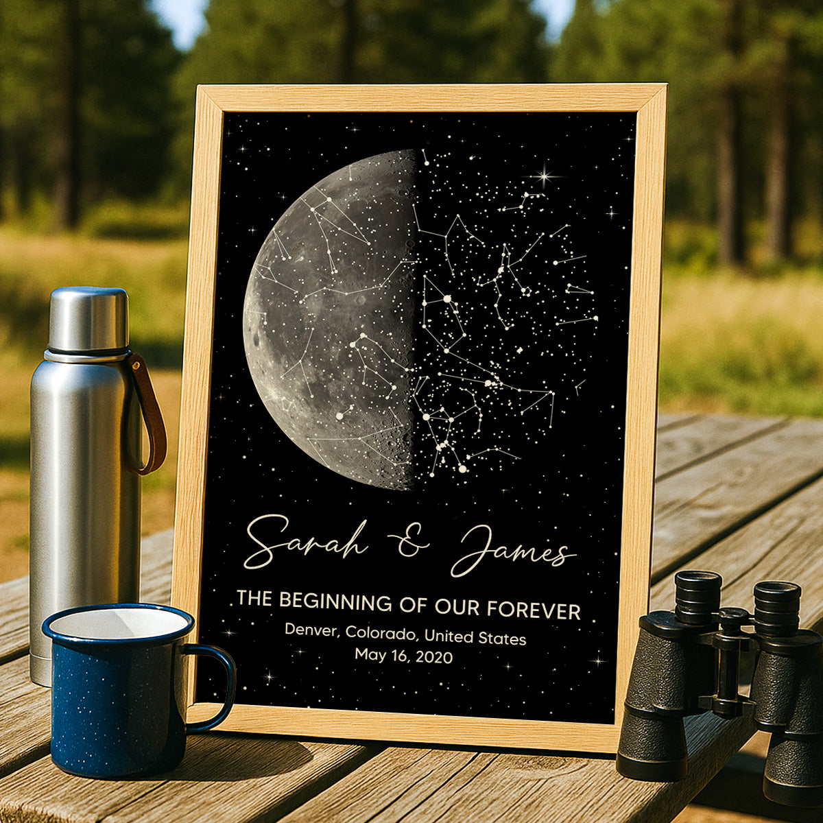 The Night It All Began Custom Moon Phase & Star Map - Personalized Poster - Gift For Couple