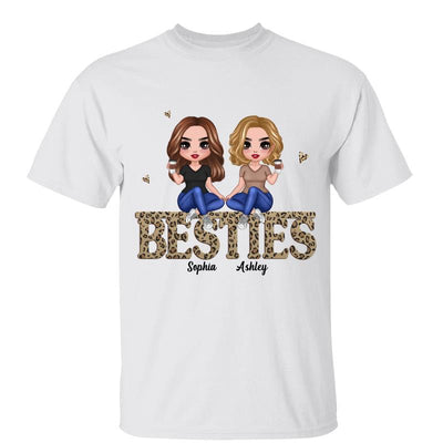 Doll Besties Sisters Sitting On Leopard Words Personalized Shirt