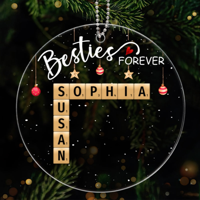 Besties Forever Crossword Puzzle Art Personalized Acrylic Ornament