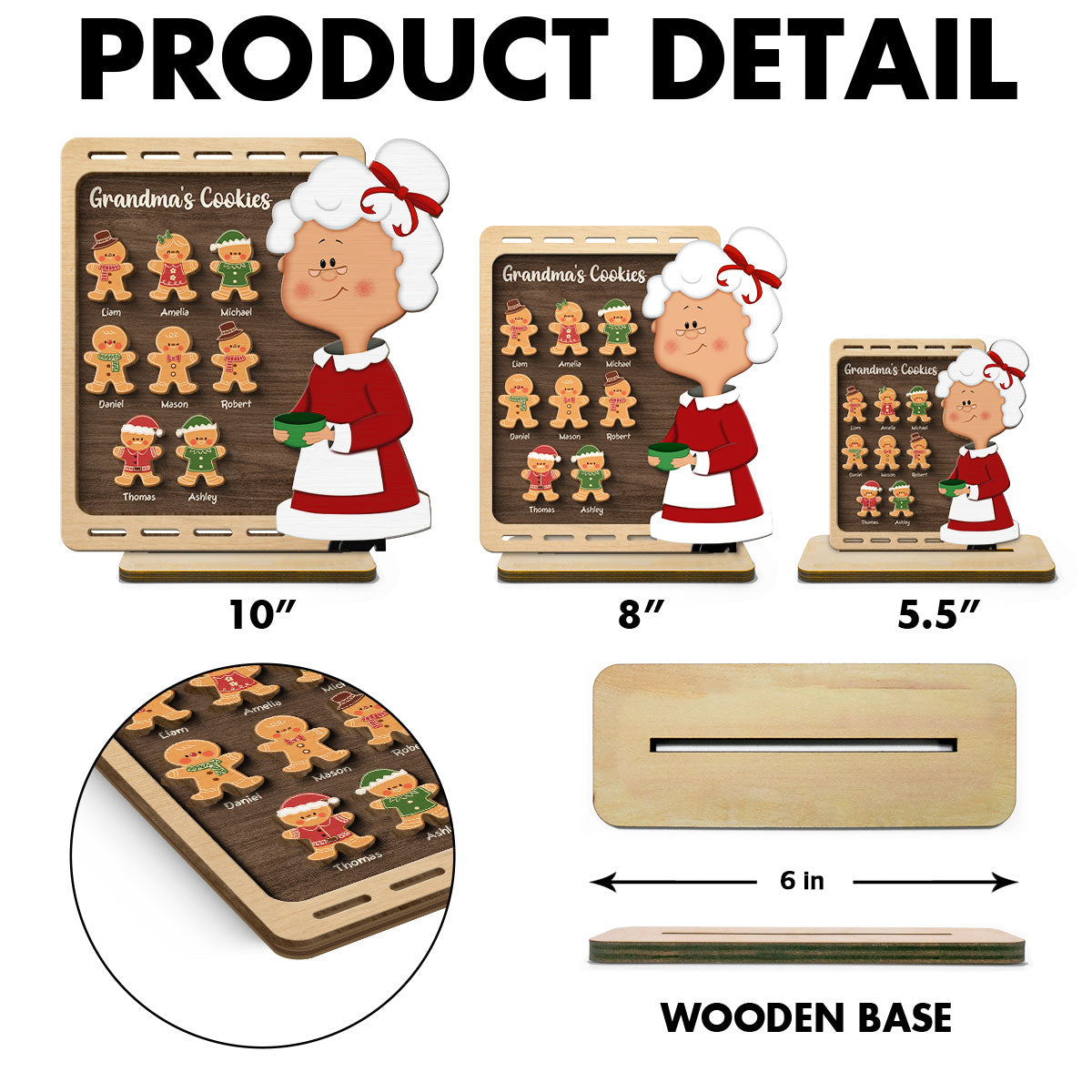 Christmas Grandma's Cookies Personalized 2-Layer Standing Wooden Plaque
