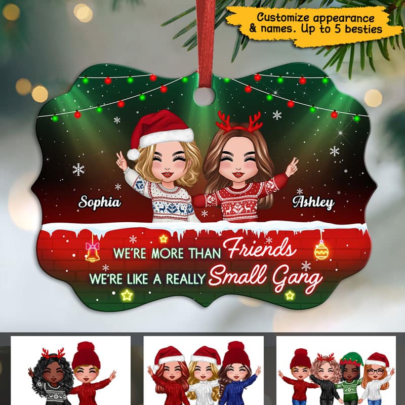 Doll Besties More Than Friends Happy Doll Neon Personalized Christmas Ornament