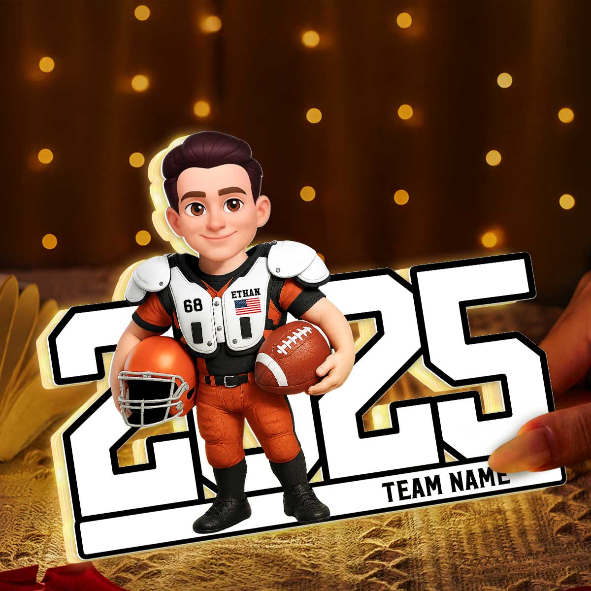 Christmas Proud American Football Player - Personalized Light Box - Gift For Football Players