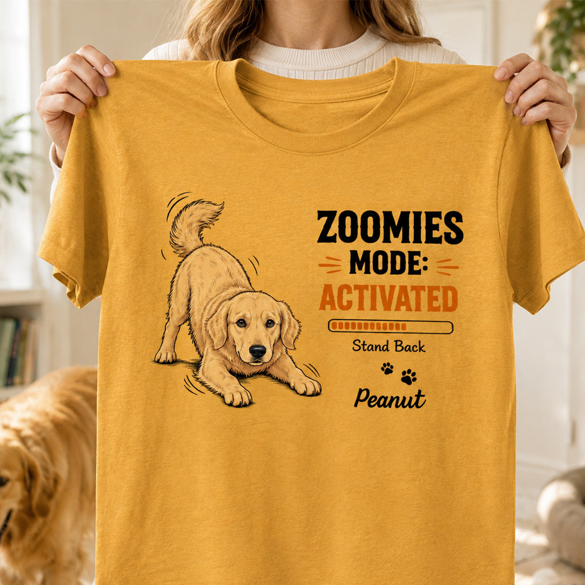 Zoomies Mode Activated Dog Play Bow Pose Custom Pet Photo - Personalized Shirt - Funny Gift For Dog Lover