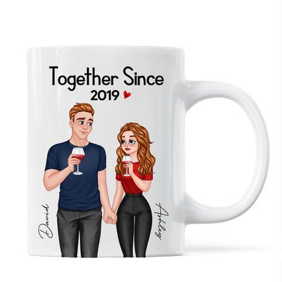 Cartoon Couple Hand In Hand Together Since Personalized Mug