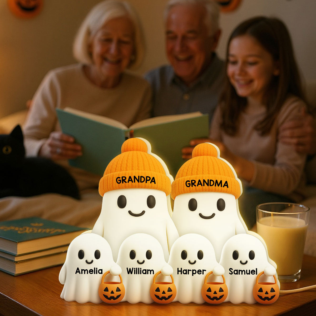 Grandma Grandpa Boo Crew Fall Halloween Decor - Personalized Light Box - Gift For Grandparents