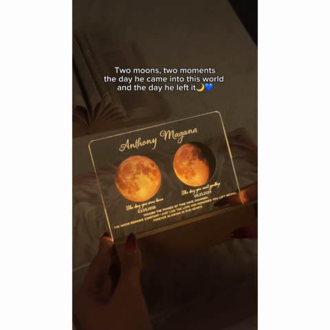 Memorial Keepsake Lost Loved One Moon Phase Art Sympathy Gift Personalized Acrylic Plaque With LED Night Light