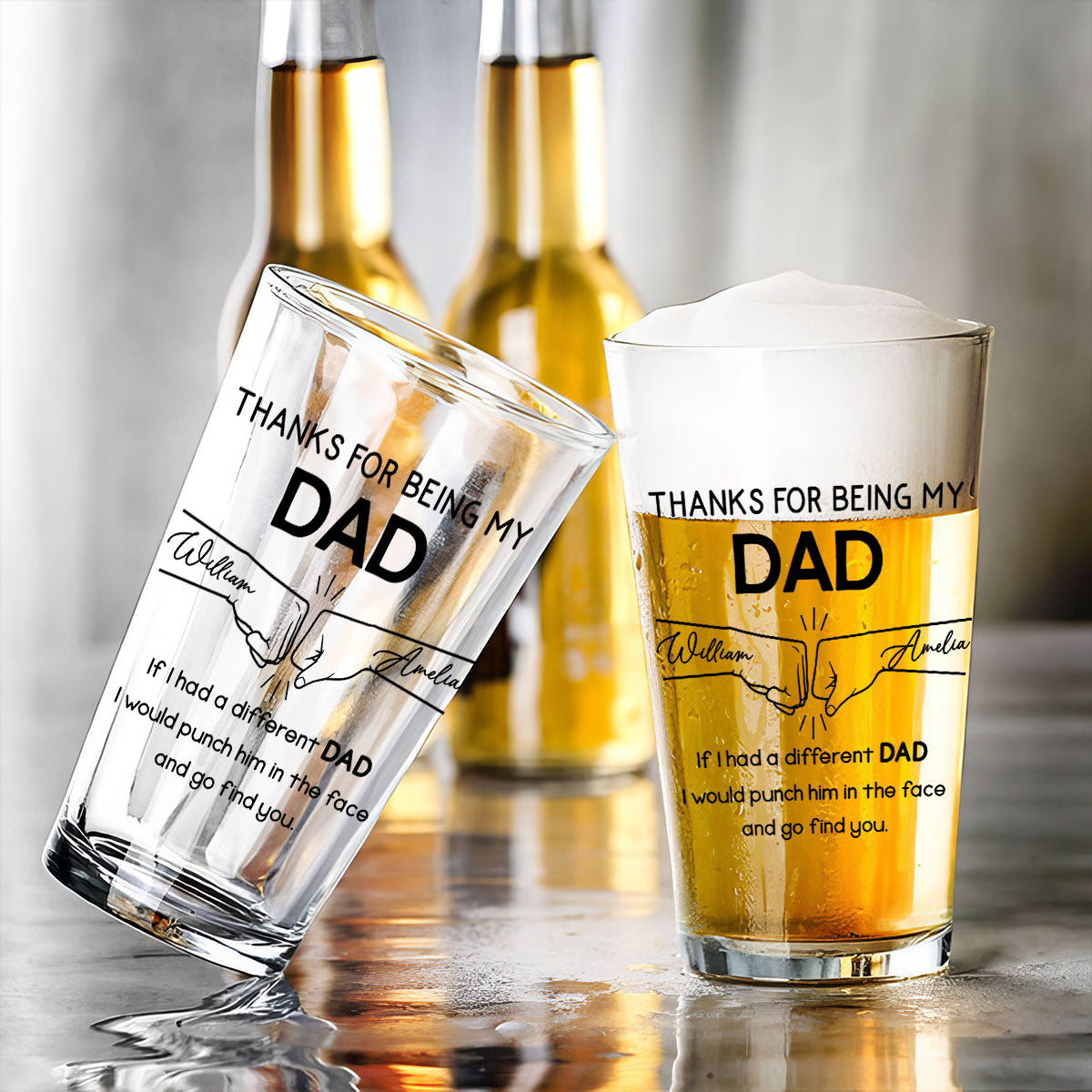 Thanks For Being My Brother Dad Cousin Sister Personalized Beer Glass, Unique Gift For Beer Lover, Drink Lover