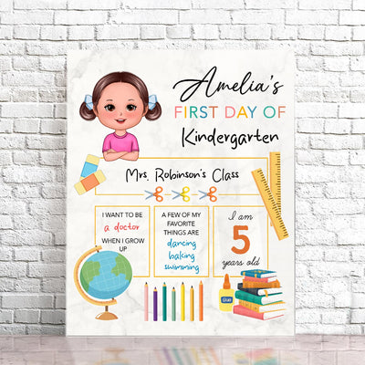 Cute Kid Personalized Reusable First Day of School Sign